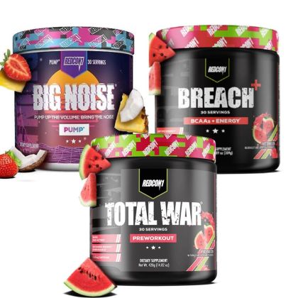 Redcon Total War + Big Noise + Breach Energy Pre Workout Stack